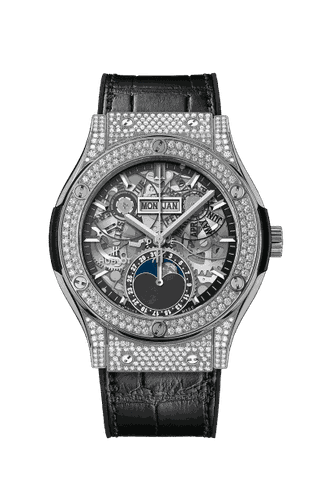 ĐỒNG HỒ HUBLOT CLASSIC FUSION AEROFUSION MOONPHASE TITANIUM PAVE' 42MM