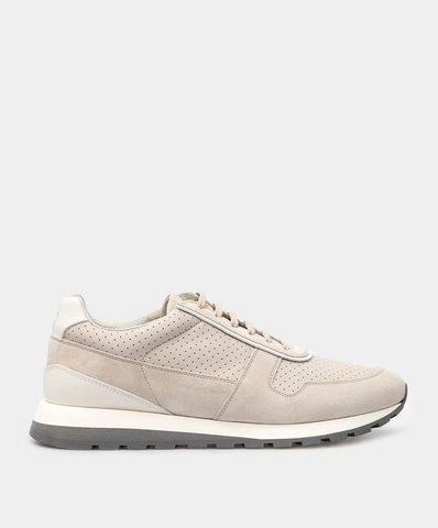 GIÀY BRUNELLO CUCINELLI LIGHT BEIGE PERFORATED LEATHER SNEAKERS