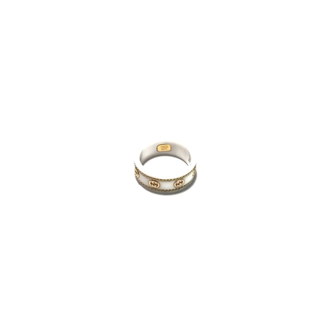 Nhẫn GUCCI gốm màu trắng chữ G bạc S925