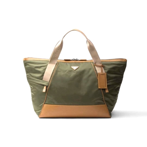 TÚI PRADA TRAVELLING RE NYLON LEATHER TOP QUALITY MÀU XANH QUÂN ĐỘI