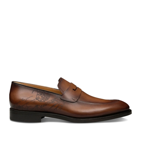 GIÀY BERLUTI Equilibre Classic Scritto Leather Loafer Cacao Intenso