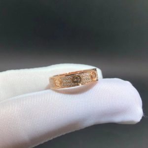 Nhẫn Cartier Love Full Pave Diamond vàng hồng 18K