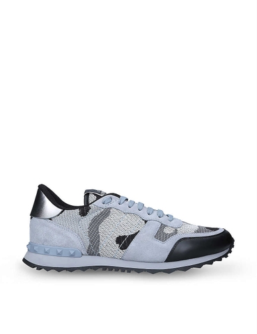 GIÀY VALENTINO GARAVANI Rockrunner camouflage-pattern mesh and leather low-top trainers
