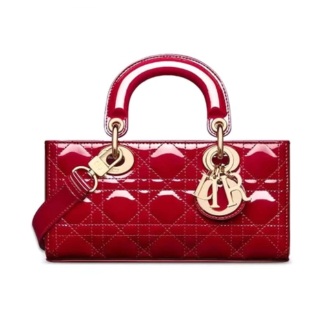 TÚI Dior Women Small Lady D-Joy màu đỏ anh đào da bê Cannage