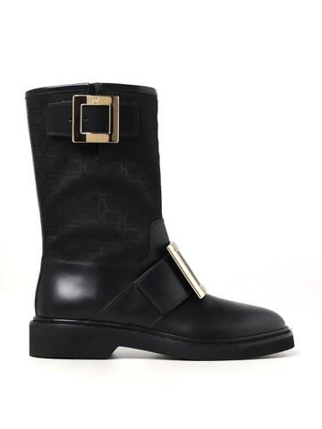 GIÀY ROGER VIVIER Black flat ankle boots shoes