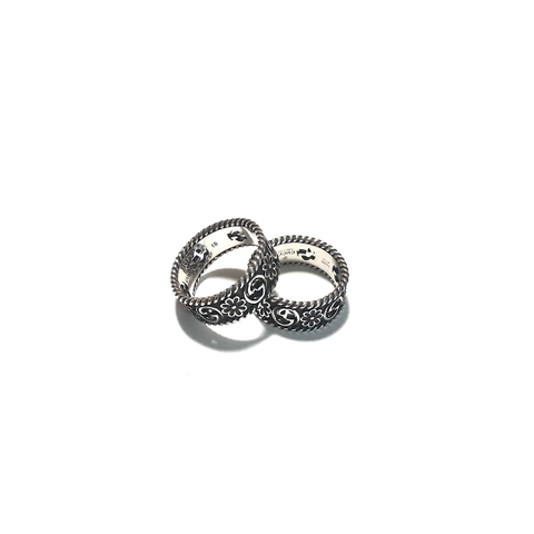 Nhẫn GUCCI Daisy Sterling Silver Interlocking 8.5mm chữ G bạc S925