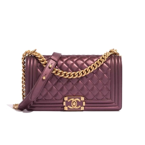 TÚI Chanel Boy Medium Calf Metallic Rose Gold