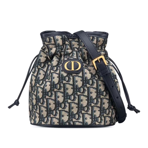 TÚI Dior Bucket Mini 30 Montaigne Oblique có dây rút