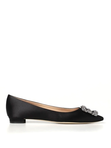 GIÀY MANOLO BLAHNIK Black satin ballet flats shoes