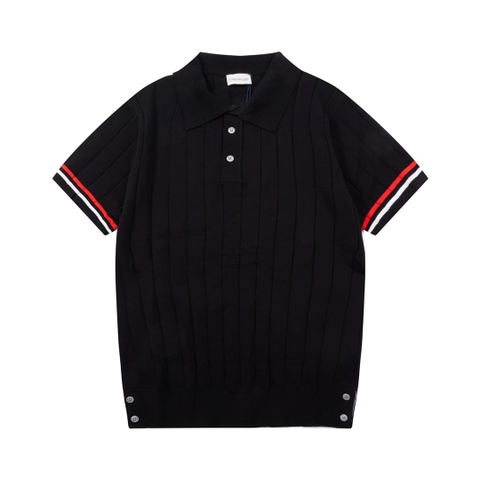 ÁO MONCLER POLO SHIRT BLACK MÀU ĐEN DỆT KIM