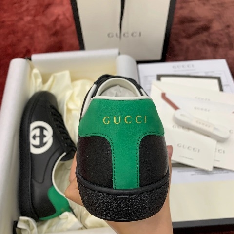GIÀY GUCCI Leather Ace Sneakers Interlocking GG Black