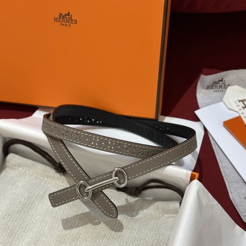 DÂY LƯNG HERMES Calfskin and Silver Buckle