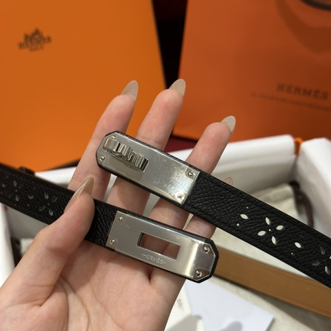 DÂY LƯNG HERMES Calfskin and Silver Buckle