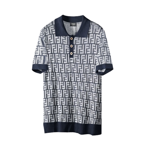 ÁO FENDI POLO SHIRT GRAY MÀU XÁM DỆT KIM