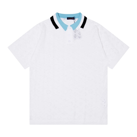 ÁO LOUIS VUITTON POLO SHIRT WHITE MÀU TRẮNG DỆT KIM