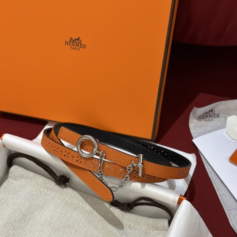 DÂY LƯNG HERMES Calfskin and Silver Buckle