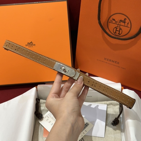 DÂY LƯNG HERMES Calfskin and Silver Buckle