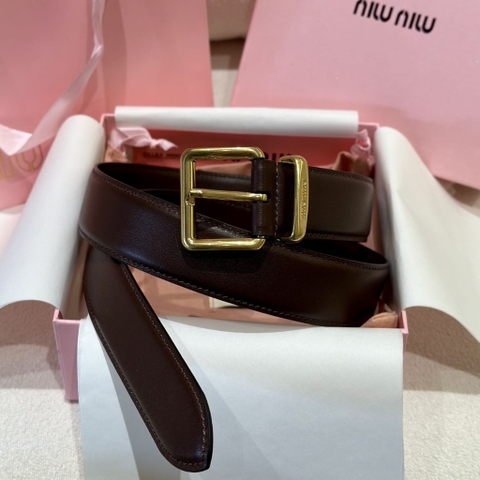 DÂY LƯNG MIU MIU Calfskin and Gold Buckle