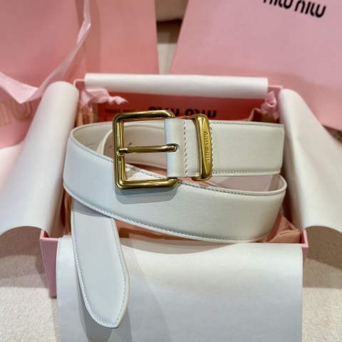 DÂY LƯNG MIU MIU Calfskin and Gold Buckle