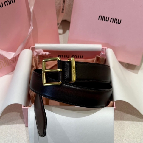DÂY LƯNG MIU MIU Calfskin and Gold Buckle