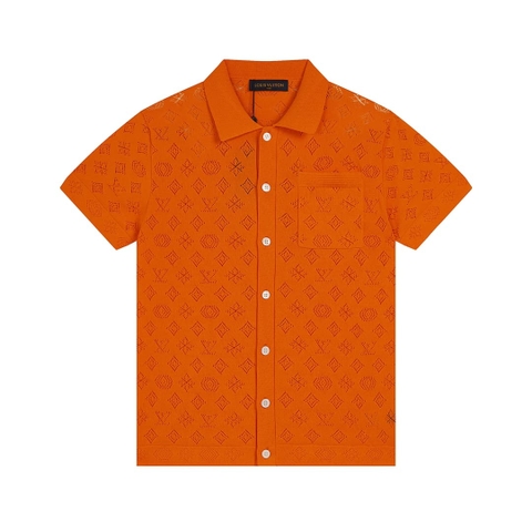 ÁO LOUIS VUITTON POLO SHIRT ORANGE MÀU CAM DỆT KIM