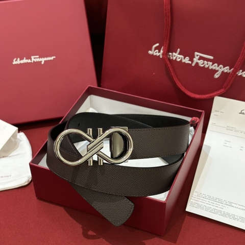 DÂY LƯNG SALVATORE FERRAGAMO Calfskin and Silver Buckle