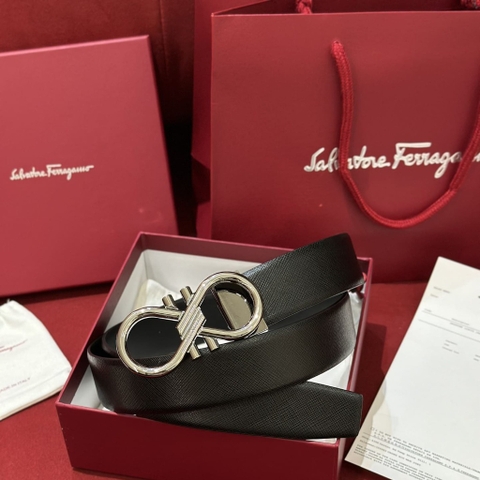 DÂY LƯNG SALVATORE FERRAGAMO Calfskin and Silver Buckle