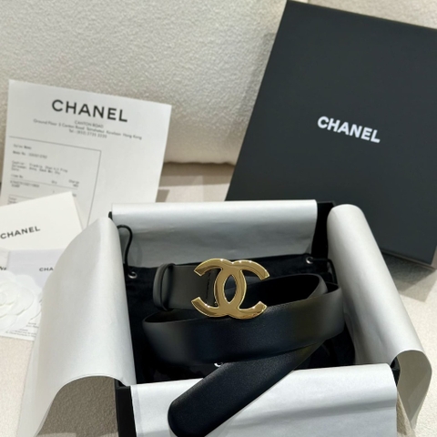 DÂY LƯNG CHANEL Calfskin and Gold Buckle