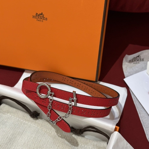 DÂY LƯNG HERMES Calfskin and Silver Buckle