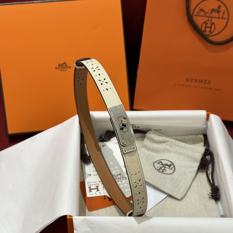 DÂY LƯNG HERMES Calfskin and Silver Buckle