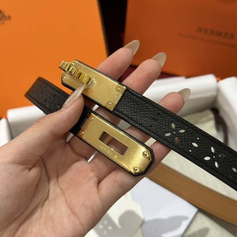 DÂY LƯNG HERMES Calfskin and Gold Buckle