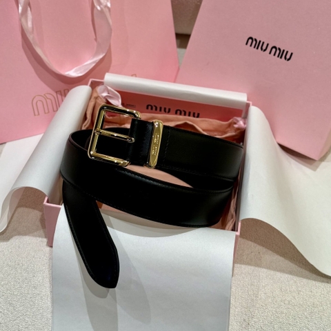 DÂY LƯNG MIU MIU Calfskin and Gold Buckle
