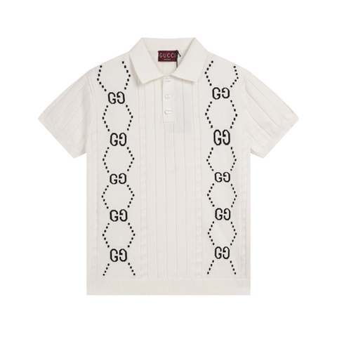 ÁO GUCCI POLO SHIRT INTARSIA WHITE MÀU TRẮNG DỆT KIM