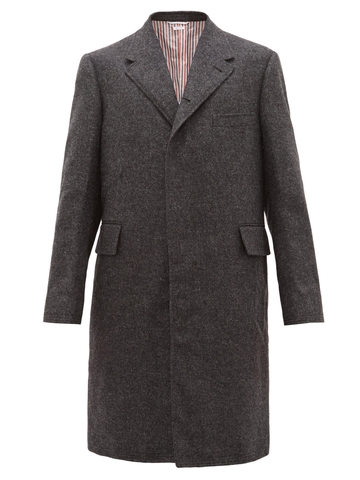 ÁO THOM BROWNE Single-breasted brushed woollen-twill overcoat