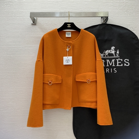 ÁO HERMES CASHMERE ORANGE MID Jacket Top AAA