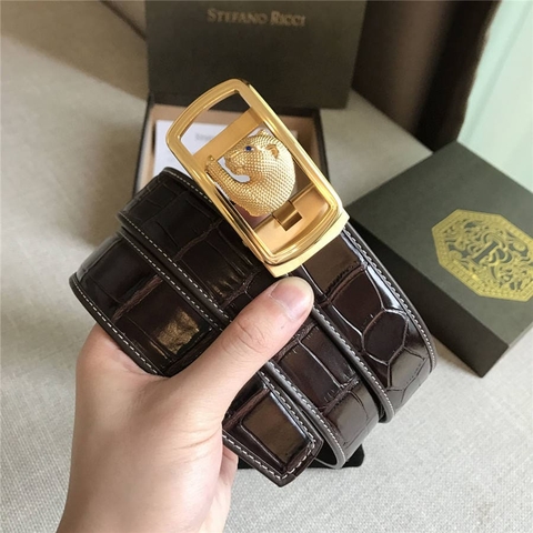 DÂY LƯNG STEFANO RICCI CROCODILE LEATHER DA CÁ SẤU Belt Khóa vàng