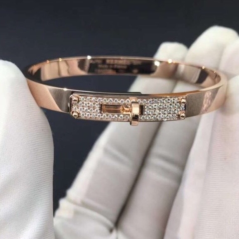 LẮC TAY HERMES PARIS KELLY BRACELET HERMES DIAMOND ROSE GOLD 18K