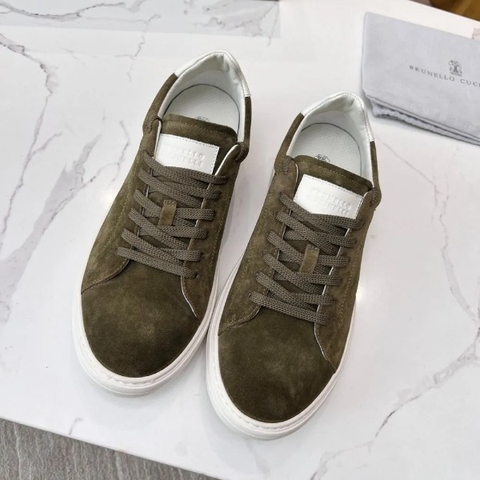 GIÀY BRUNELLO CUCINELLI Suede Olive Sneaker shoes