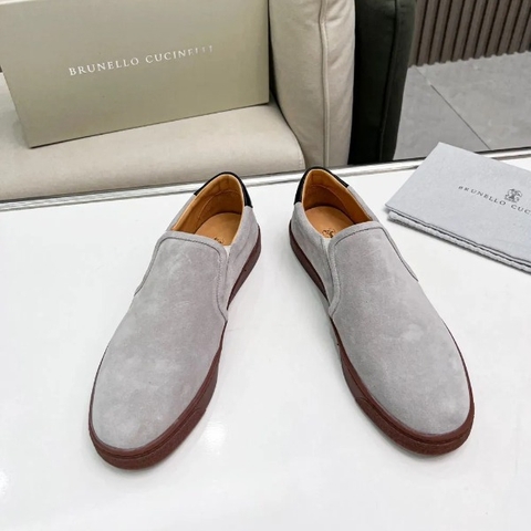 GIÀY BRUNELLO CUCINELLI Suede Grey Slip on shoes
