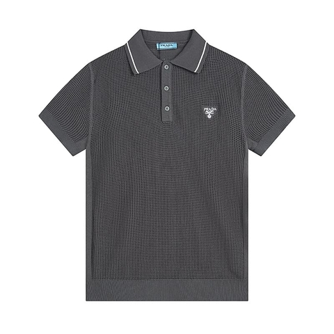 ÁO PRADA POLO SHIRT MESH MÀU XÁM UNISEX
