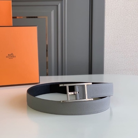 DÂY LƯNG HERMES H Togo leather hai mặt khóa bạc