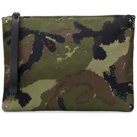 VÍ VALENTINO CAMOUFLAGE ZIPPED LEATHER POUCH