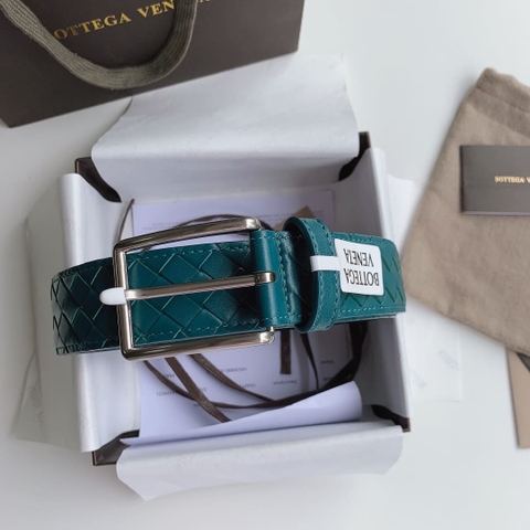 DÂY LƯNG BOTTGA VENETA GREEN INTRECCIATO LEATHER Khóa bạc
