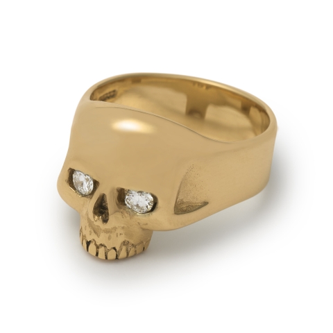 THE Gold 10K Evil Skull Ring with moissanite Diamond Eyes