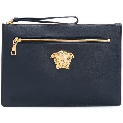 VÍ VERSACE MEDUSA ZIPPED LEATHER POUCH