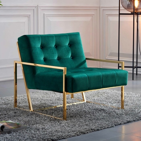 SOFA RELAX ĐƠN NỈ KHUNG SUS304 MẠ VÀNG PVD ALLI Armchair