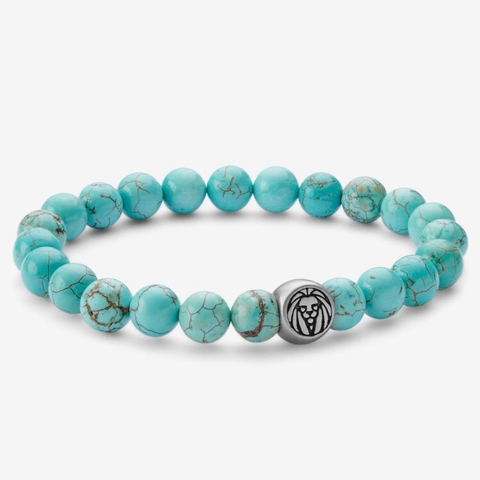 Vòng tay đá TURQUOISE COLOURED STONE BRACELET MIX BẠC 925