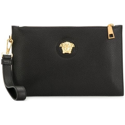 VÍ VERSACE MEDUSA ZIPPED LEATHER POUCH