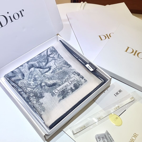 KHĂN CHRISTIAN DIOR Double-sided velvet cashmere scarf
