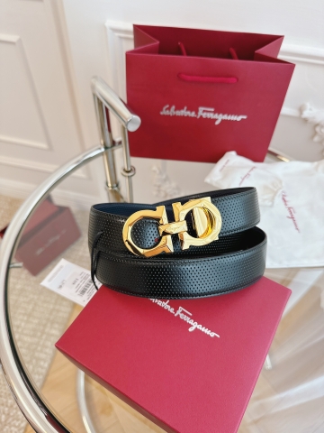 DÂY LƯNG Salvatore Ferragamo Adjustable Gancini Belt Khóa vàng